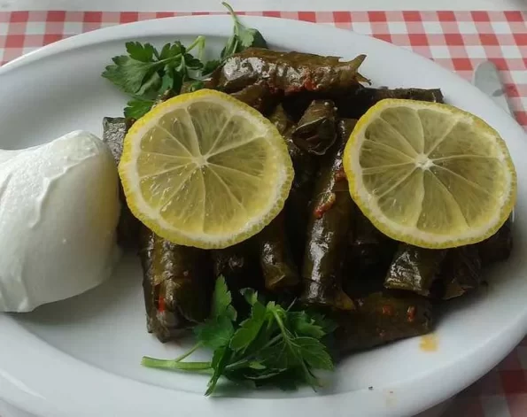 gołąbki z liści winogron z mięsem